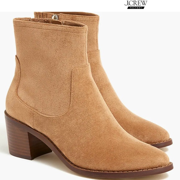 J. Crew Sueded Ankle Block Heel Boots Toffee 8 1/2 - Picture 3 of 8
